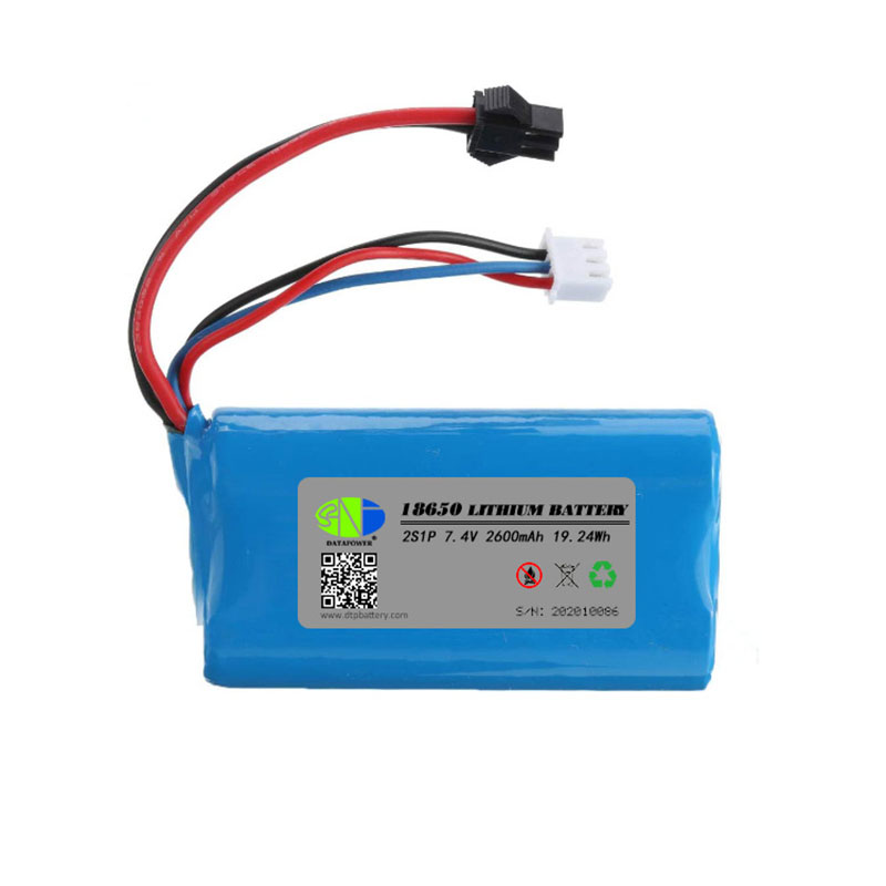 7.4 Volt 18650 2600mAh Li Ion Batteries Packs 7.4 v Rechargeable Lithium Ion Battery Pack