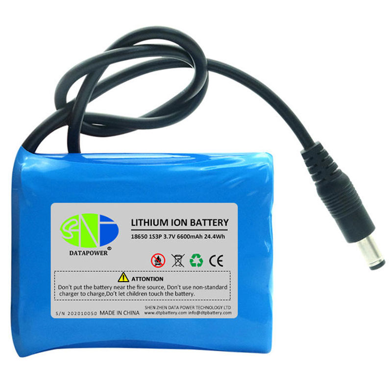 3.7 Volt 18650 1S3P 6600mAh Li Ion Batteries Packs 3.7 v Rechargeable Lithium Ion Battery Pack