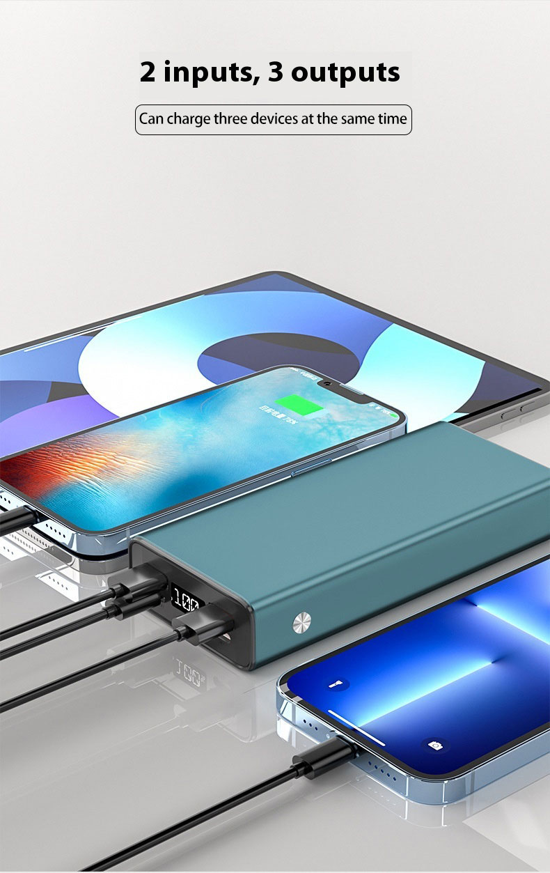 20000mAh 22.5W Aluminum Alloy PD Power Bank Fast Charging Digital Display Mobile Powerbanks Supply